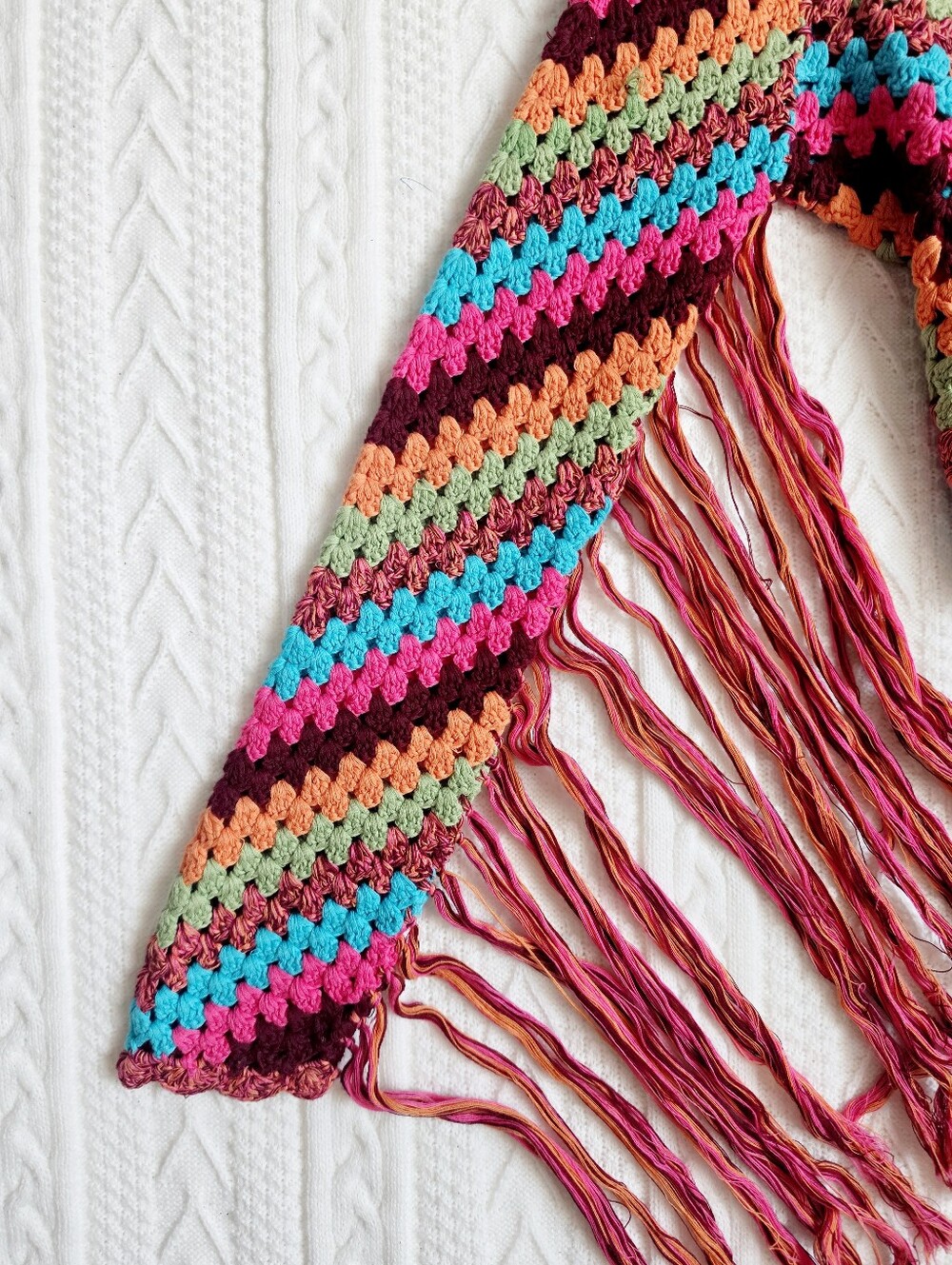 Spell & The Gypsy Joni Crochet Top Fringe Boho Festival Crop Cotton Sweater M/L - Picture 4 of 10